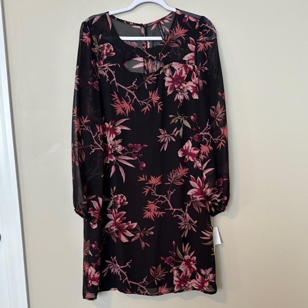 Lori M Michaels l Floral Black and Pink Women's Dress